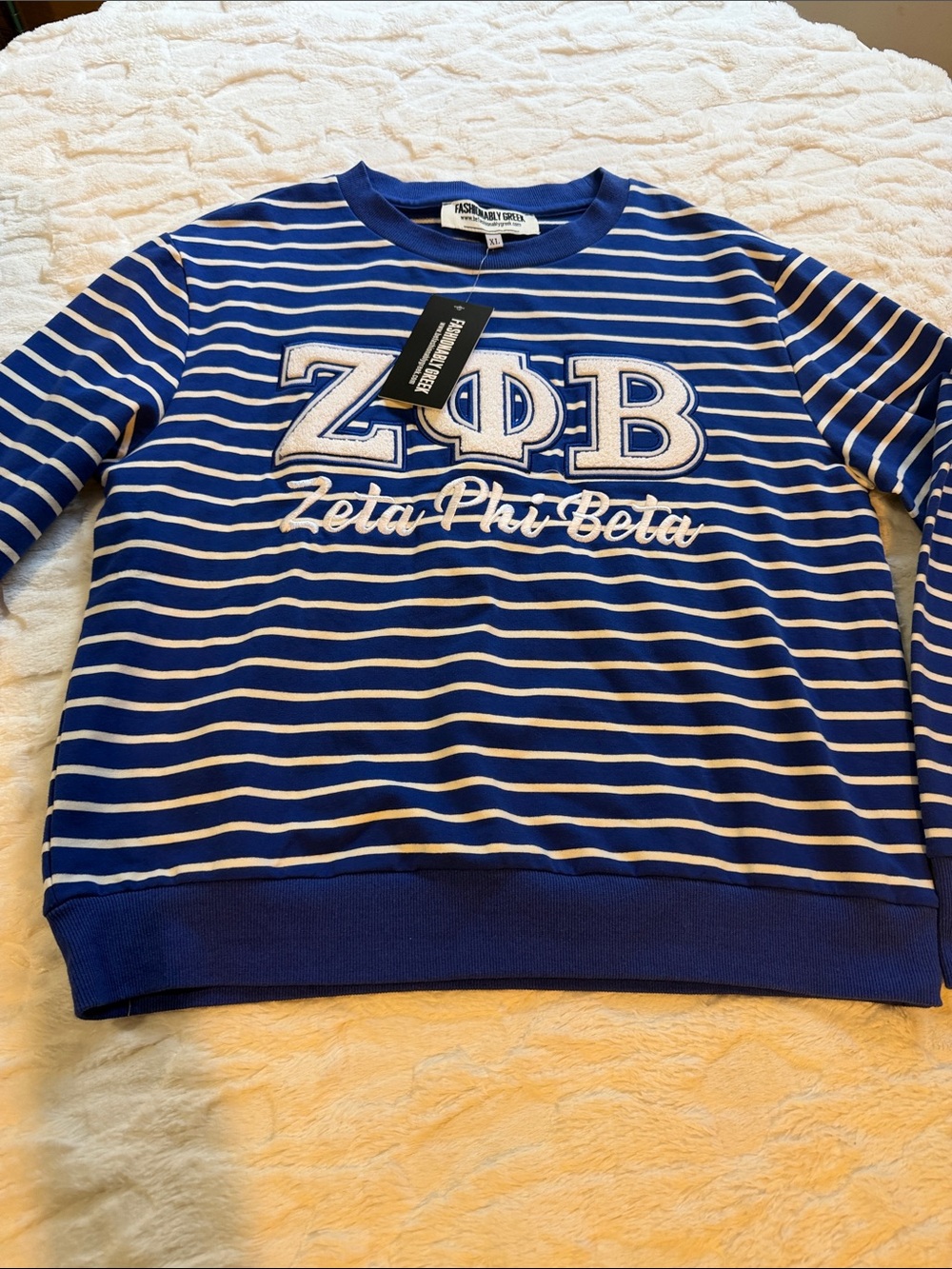 Blue ZΦB Sorority V‑Neck Pullover Sweatshirt Size XL